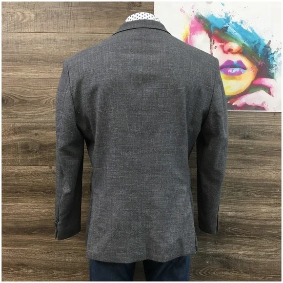 KENNETH COLE Mens Blazer Sport Coat Casual Jacket Size 48R Slim Fit Wool Suit
